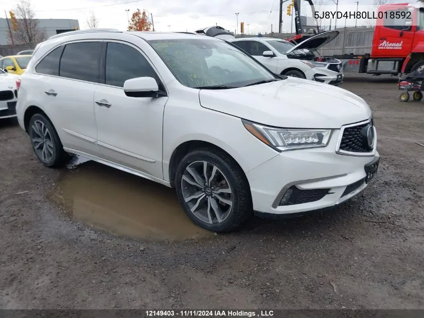 2020 Acura Mdx Advance Pkg VIN: 5J8YD4H80LL018592 Lot: 12149403