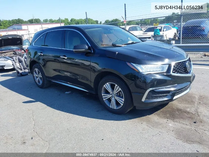 2020 Acura Mdx Standard VIN: 5J8YD4H34LL056234 Lot: 39474937