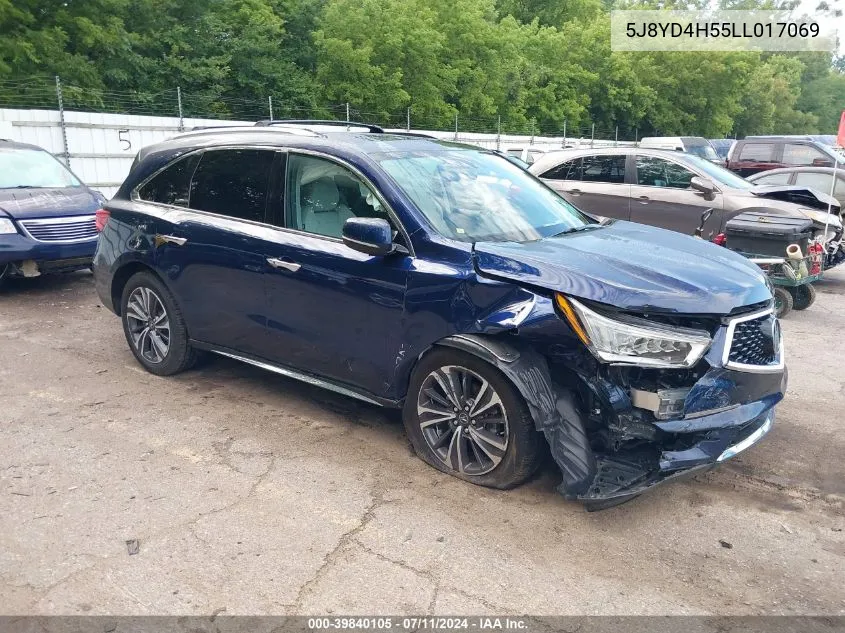 2020 Acura Mdx Technology Package VIN: 5J8YD4H55LL017069 Lot: 39840105