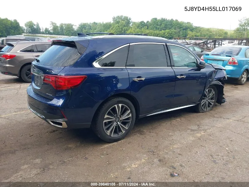 2020 Acura Mdx Technology Package VIN: 5J8YD4H55LL017069 Lot: 39840105