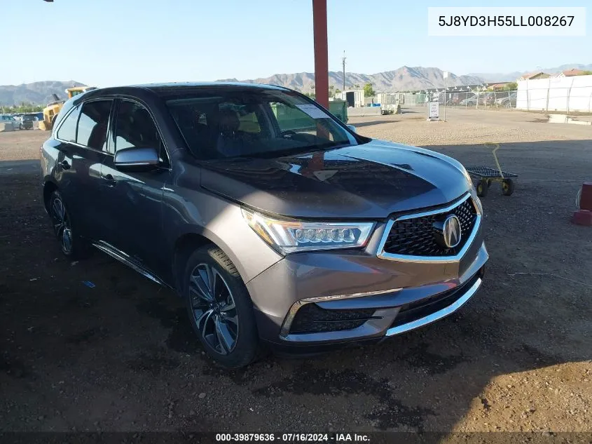 2020 Acura Mdx Technology Package VIN: 5J8YD3H55LL008267 Lot: 39879636