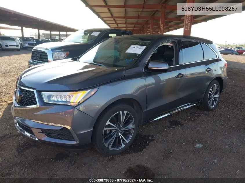 2020 Acura Mdx Technology Package VIN: 5J8YD3H55LL008267 Lot: 39879636