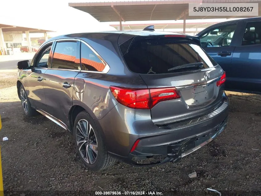 2020 Acura Mdx Technology Package VIN: 5J8YD3H55LL008267 Lot: 39879636