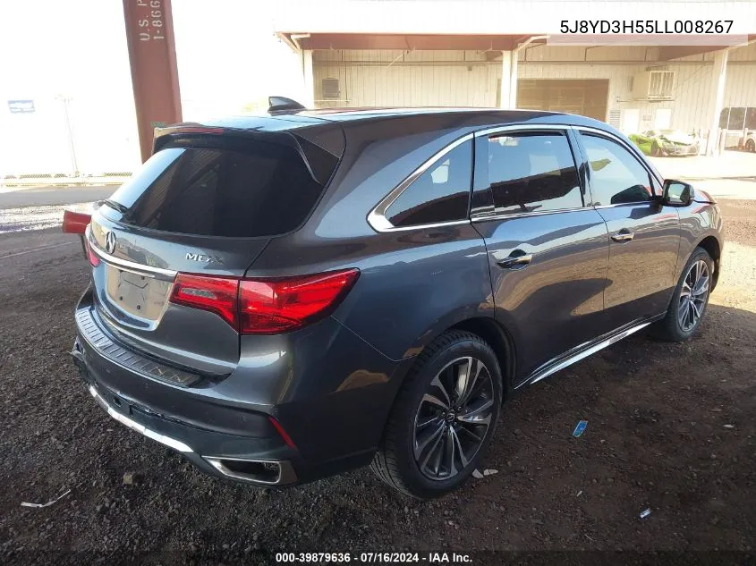 2020 Acura Mdx Technology Package VIN: 5J8YD3H55LL008267 Lot: 39879636