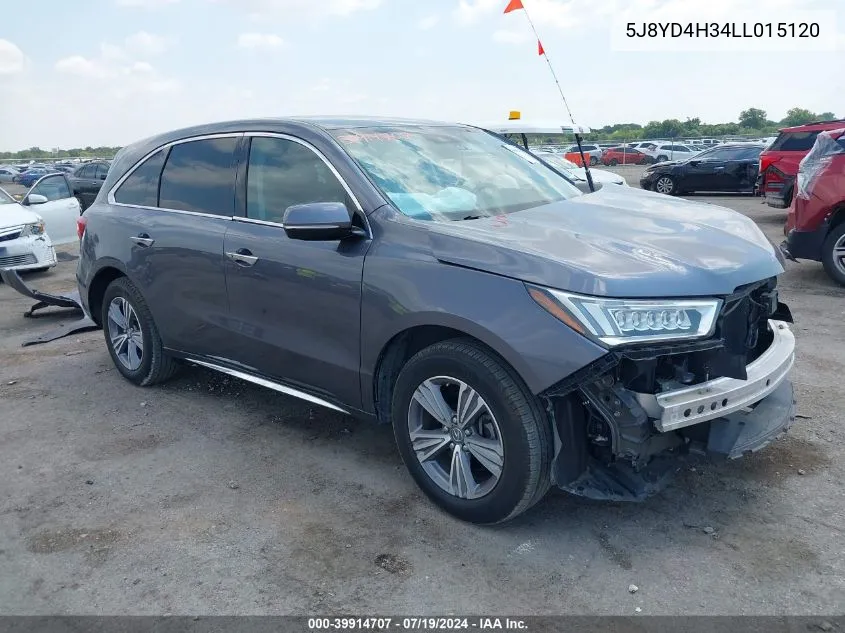 2020 Acura Mdx Standard VIN: 5J8YD4H34LL015120 Lot: 39914707