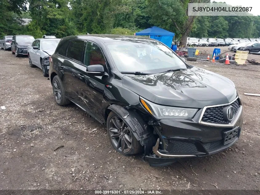 2020 Acura Mdx Technology A-Spec Packages VIN: 5J8YD4H04LL022087 Lot: 39916301