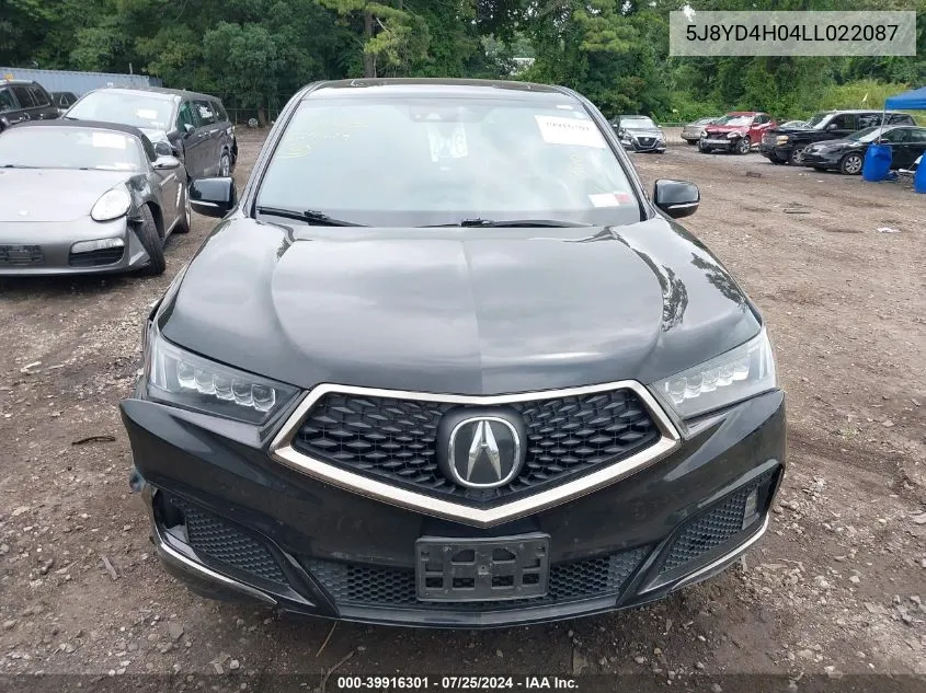 2020 Acura Mdx Technology A-Spec Packages VIN: 5J8YD4H04LL022087 Lot: 39916301