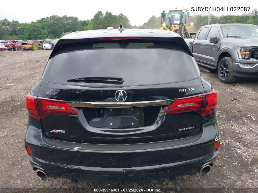 2020 Acura Mdx Technology A-Spec Packages VIN: 5J8YD4H04LL022087 Lot: 39916301