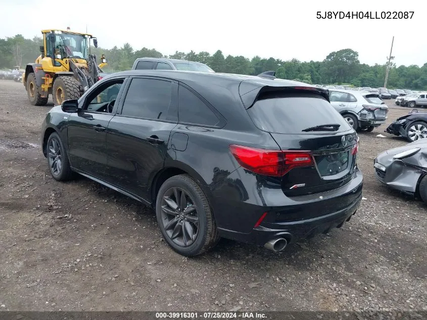 2020 Acura Mdx Technology A-Spec Packages VIN: 5J8YD4H04LL022087 Lot: 39916301