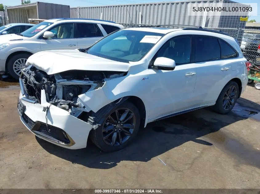 2020 Acura Mdx Technology A-Spec Packages VIN: 5J8YD4H04LL001093 Lot: 39937346