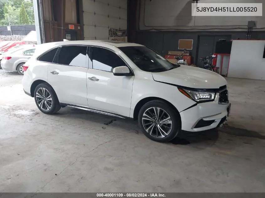 2020 Acura Mdx Technology Pkg VIN: 5J8YD4H51LL005520 Lot: 40001109