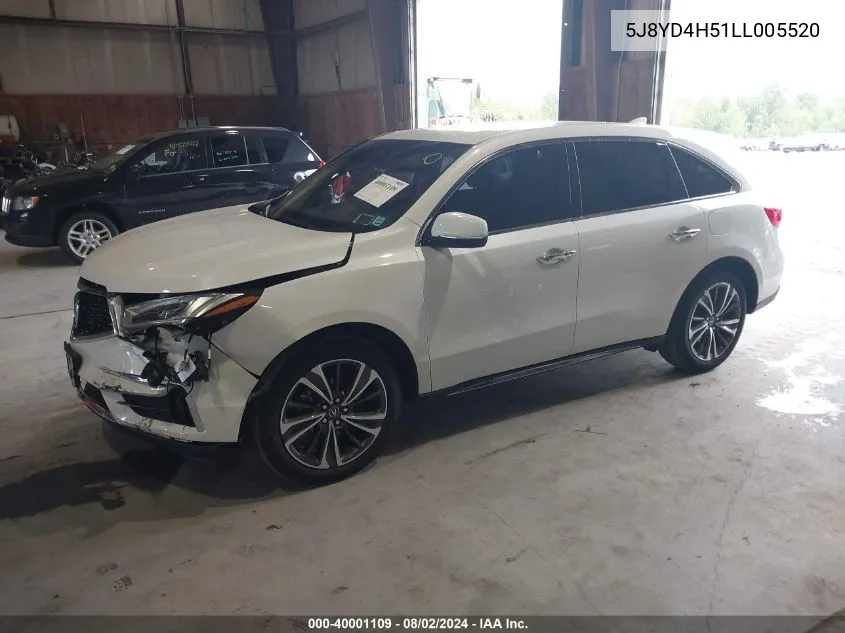 2020 Acura Mdx Technology Pkg VIN: 5J8YD4H51LL005520 Lot: 40001109