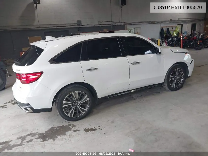 2020 Acura Mdx Technology Pkg VIN: 5J8YD4H51LL005520 Lot: 40001109