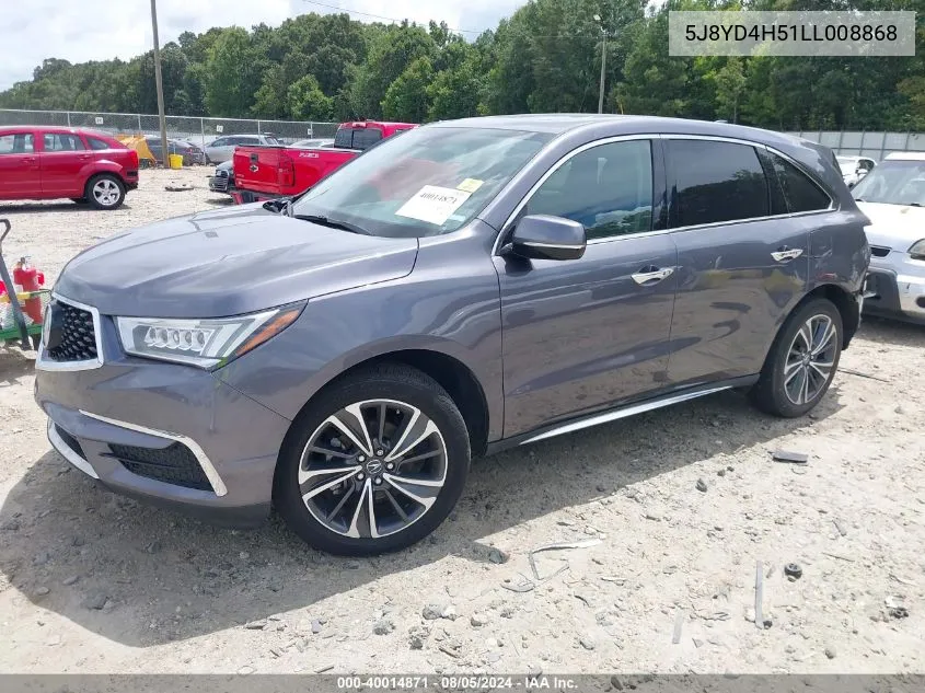 2020 Acura Mdx Technology Pkg VIN: 5J8YD4H51LL008868 Lot: 40014871