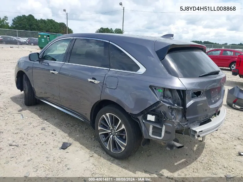 2020 Acura Mdx Technology Pkg VIN: 5J8YD4H51LL008868 Lot: 40014871