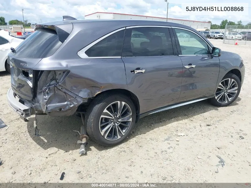 2020 Acura Mdx Technology Pkg VIN: 5J8YD4H51LL008868 Lot: 40014871