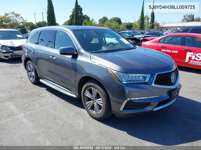 2020 Acura Mdx Standard VIN: 5J8YD4H38LL009725 Lot: 40050055