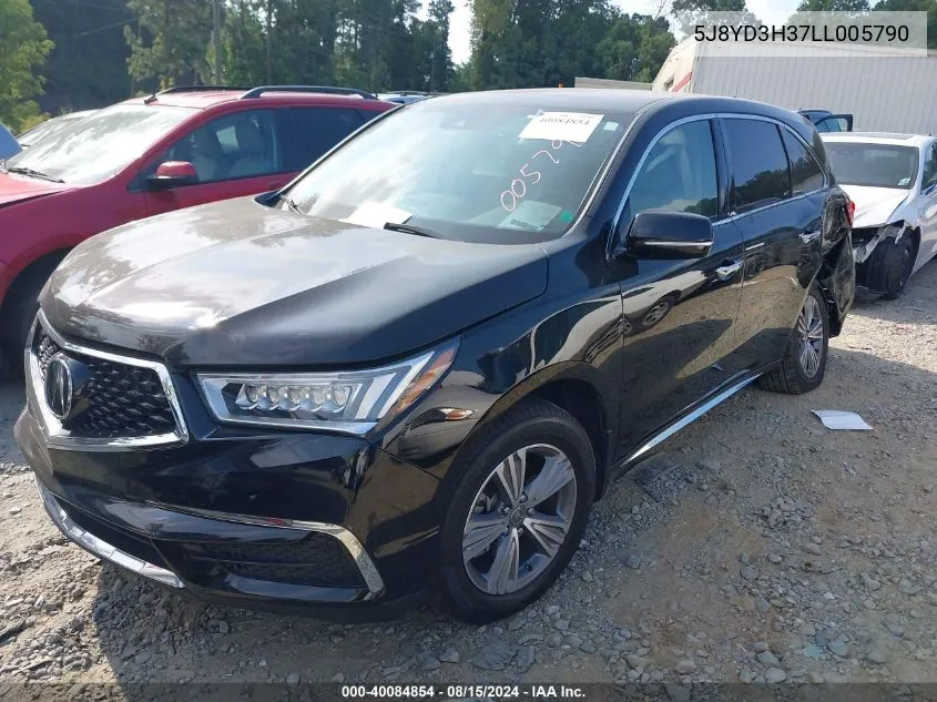 2020 Acura Mdx Standard VIN: 5J8YD3H37LL005790 Lot: 40084854