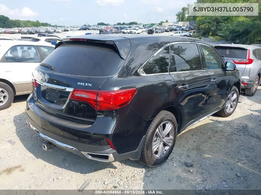 2020 Acura Mdx Standard VIN: 5J8YD3H37LL005790 Lot: 40084854