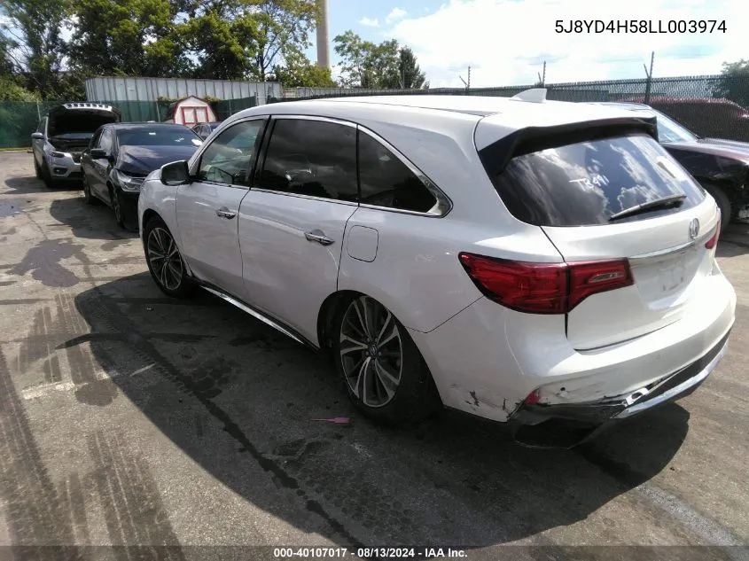 2020 Acura Mdx Technology Pkg VIN: 5J8YD4H58LL003974 Lot: 40107017