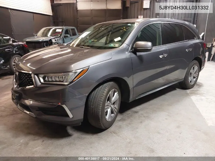 2020 Acura Mdx Standard VIN: 5J8YD4H30LL031332 Lot: 40138817