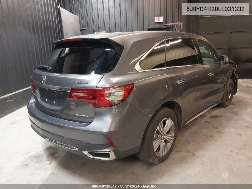 2020 Acura Mdx Standard VIN: 5J8YD4H30LL031332 Lot: 40138817