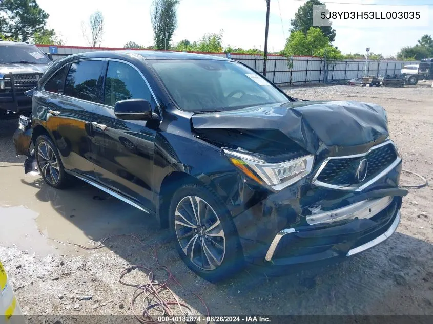 2020 Acura Mdx Technology Package VIN: 5J8YD3H53LL003035 Lot: 40182874