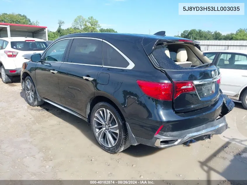 2020 Acura Mdx Technology Package VIN: 5J8YD3H53LL003035 Lot: 40182874