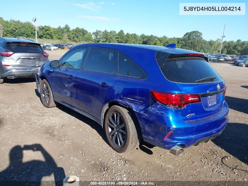 2020 Acura Mdx Technology A-Spec Packages VIN: 5J8YD4H05LL004214 Lot: 40281180