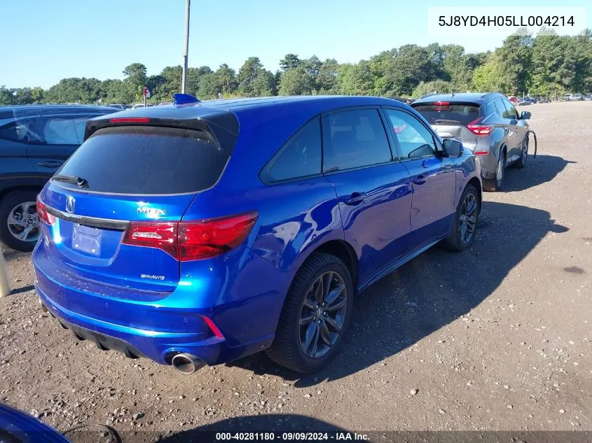 2020 Acura Mdx Technology A-Spec Packages VIN: 5J8YD4H05LL004214 Lot: 40281180