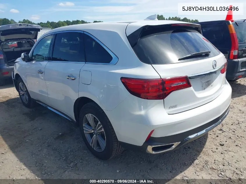 2020 Acura Mdx Standard VIN: 5J8YD4H30LL036496 Lot: 40290570