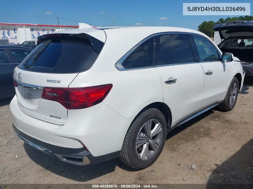 2020 Acura Mdx Standard VIN: 5J8YD4H30LL036496 Lot: 40290570