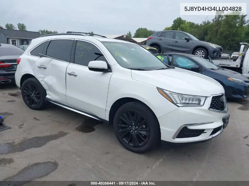 2020 Acura Mdx Standard VIN: 5J8YD4H34LL004828 Lot: 40356441