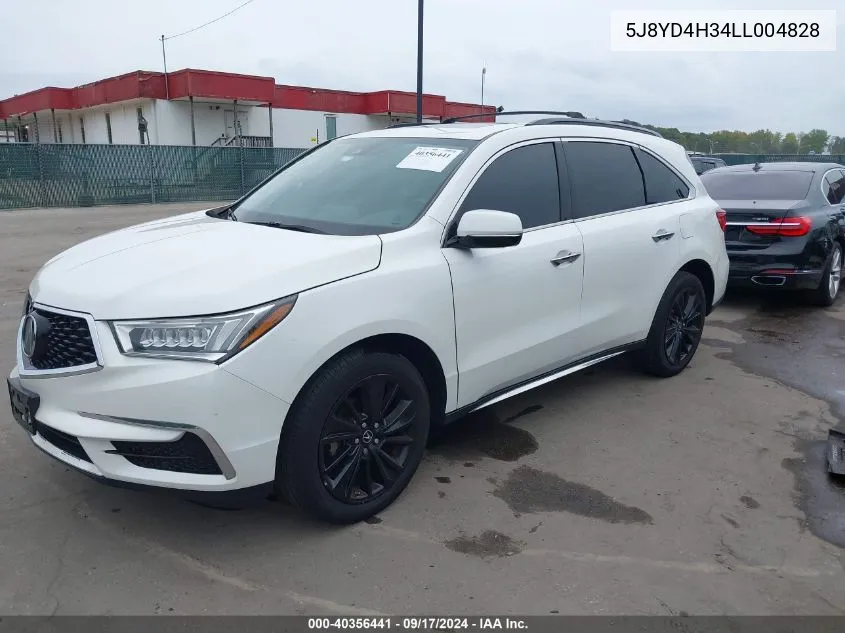 2020 Acura Mdx Standard VIN: 5J8YD4H34LL004828 Lot: 40356441