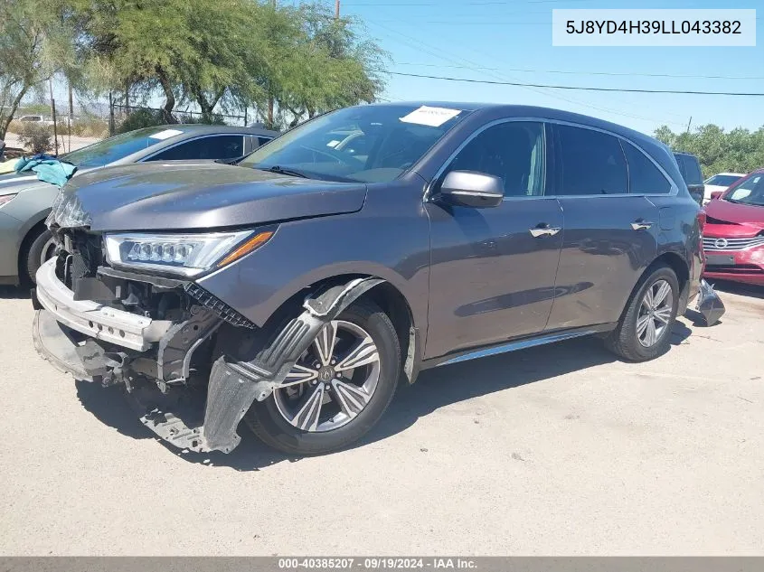 2020 Acura Mdx Standard VIN: 5J8YD4H39LL043382 Lot: 40385207