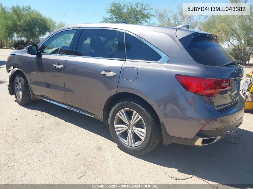 2020 Acura Mdx Standard VIN: 5J8YD4H39LL043382 Lot: 40385207