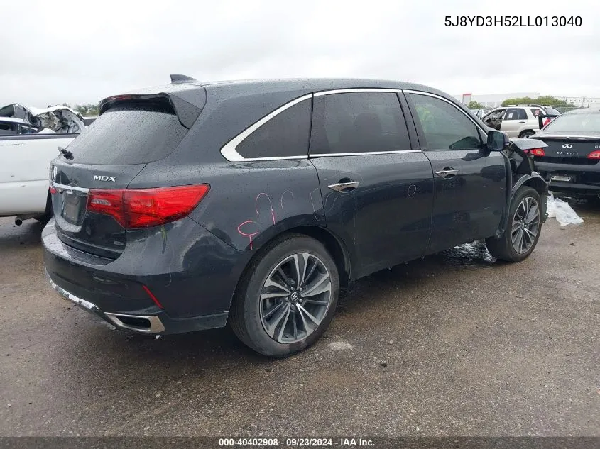 2020 Acura Mdx Technology Package VIN: 5J8YD3H52LL013040 Lot: 40402908