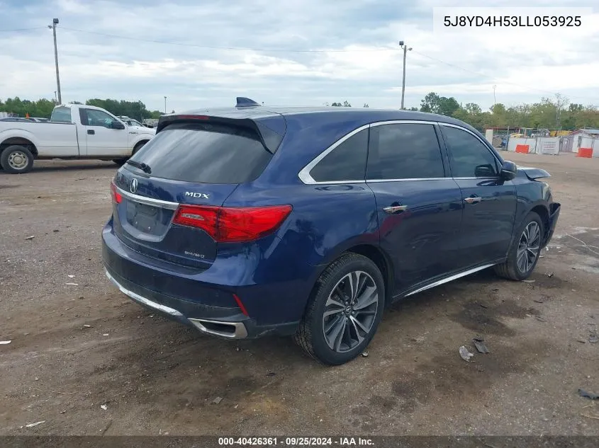 2020 Acura Mdx Technology Package VIN: 5J8YD4H53LL053925 Lot: 40426361