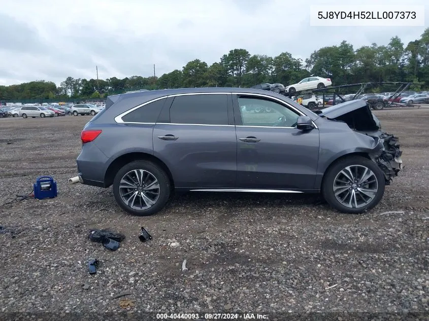 2020 Acura Mdx Technology Package VIN: 5J8YD4H52LL007373 Lot: 40440093