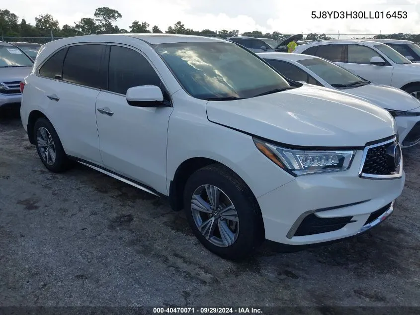 2020 Acura Mdx VIN: 5J8YD3H30LL016453 Lot: 40470071