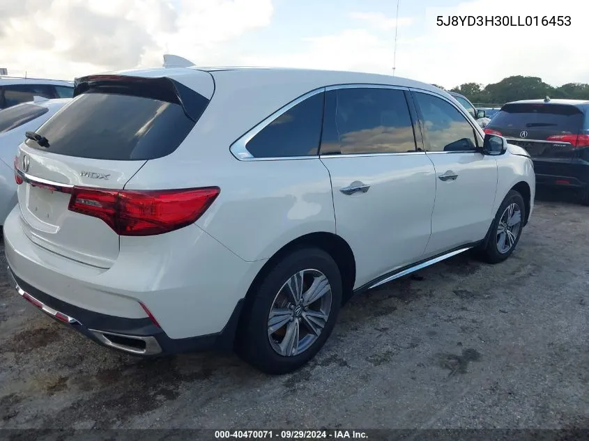 2020 Acura Mdx VIN: 5J8YD3H30LL016453 Lot: 40470071