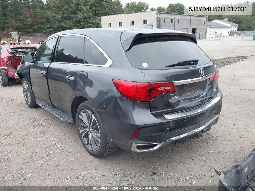 2020 Acura Mdx Technology Package VIN: 5J8YD4H52LL017031 Lot: 40470260