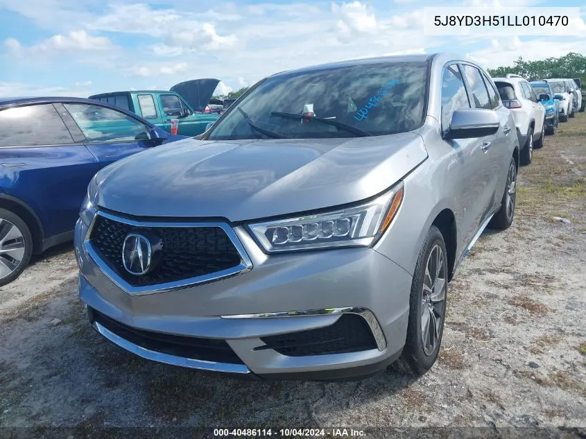 2020 Acura Mdx Technology Package VIN: 5J8YD3H51LL010470 Lot: 40486114