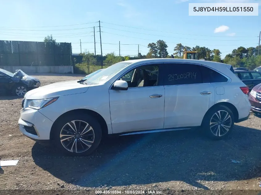 2020 Acura Mdx Technology Package VIN: 5J8YD4H59LL051550 Lot: 40510594