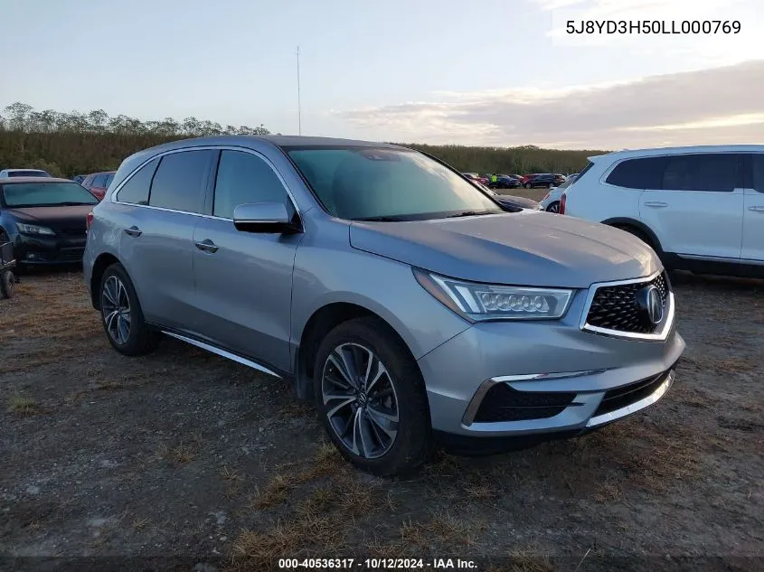 2020 Acura Mdx Technology Package VIN: 5J8YD3H50LL000769 Lot: 40536317