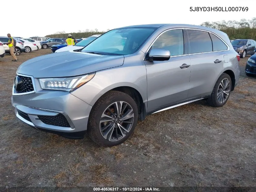 2020 Acura Mdx Technology Package VIN: 5J8YD3H50LL000769 Lot: 40536317