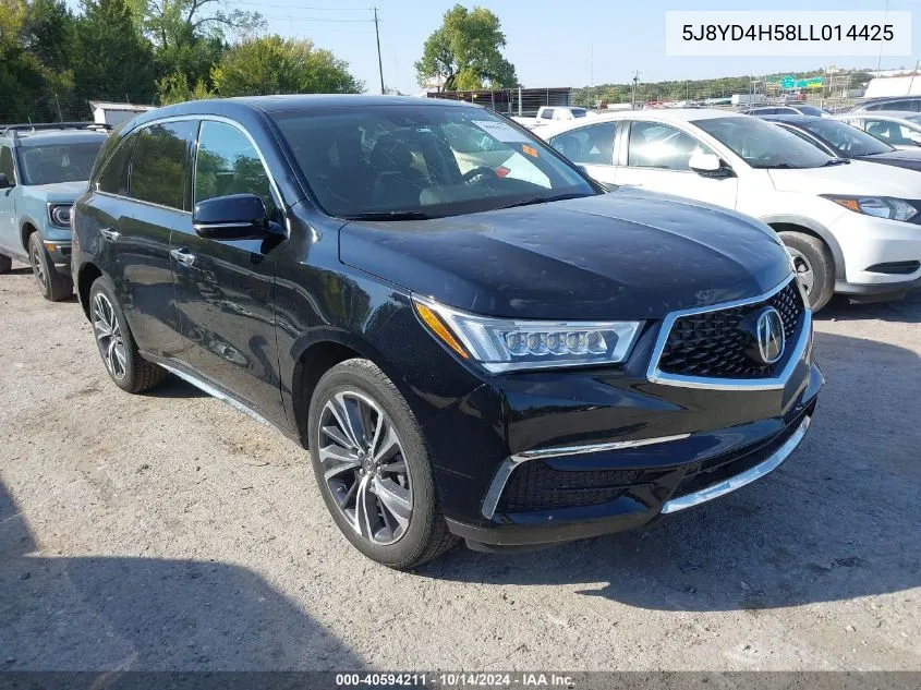 2020 Acura Mdx Technology Package VIN: 5J8YD4H58LL014425 Lot: 40594211