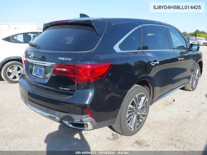 2020 Acura Mdx Technology Package VIN: 5J8YD4H58LL014425 Lot: 40594211