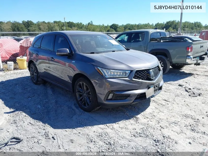 2020 Acura Mdx Technology A-Spec Packages VIN: 5J8YD4H07LL010144 Lot: 40635839