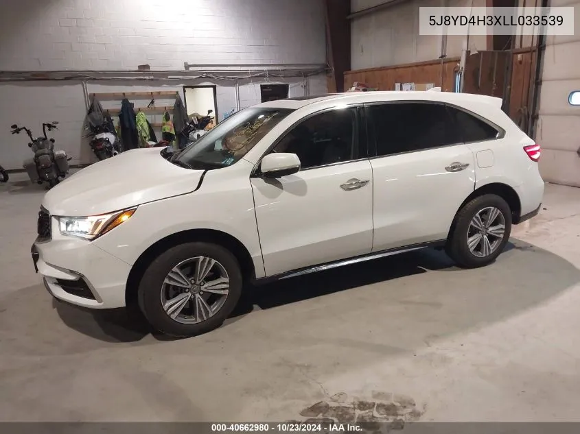 2020 Acura Mdx Standard VIN: 5J8YD4H3XLL033539 Lot: 40662980